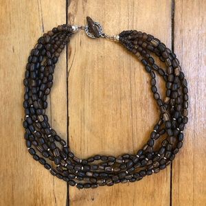 Silpada wood bead and sterling silver necklace